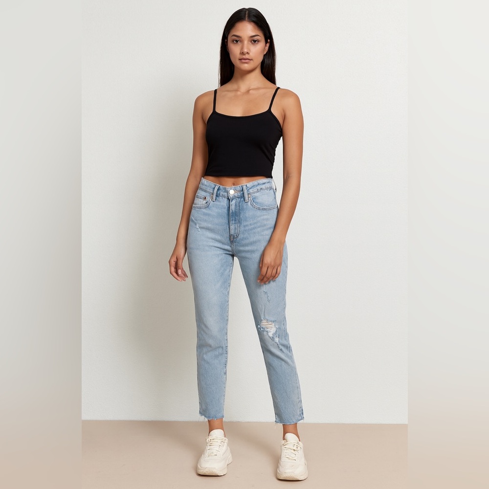 Pistola Light Blue Distressed Flare Jeans